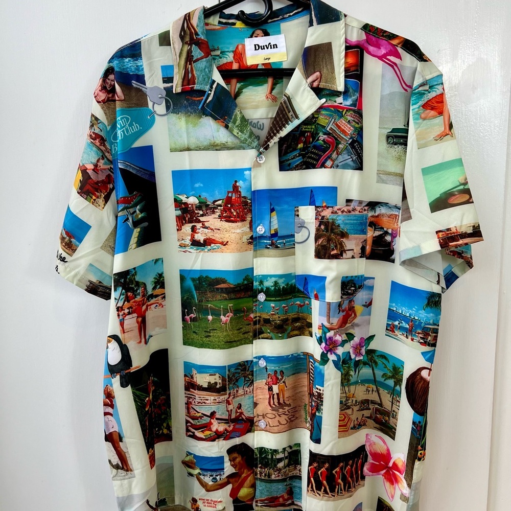 Mens Duvin short sleeve button up size Large